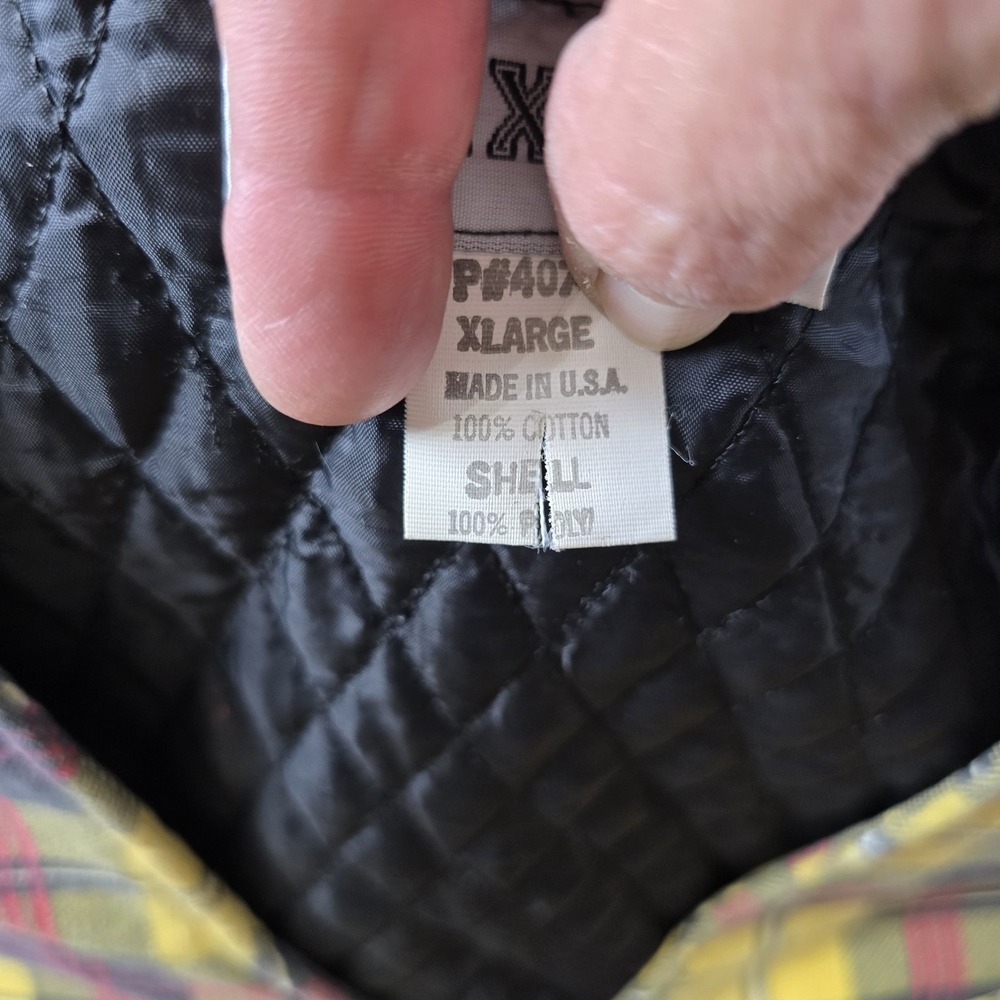 Vintage McXX FM Yellow Plaid Quilted Lined Vest USA Made Men's XL Grunge Punk - Picture 5 of 6